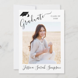 モダンシンプルミニマル2写真卒業パーティー 招待状