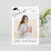 モダンシンプルミニマル2写真卒業パーティー 招待状 (スタンド正面)