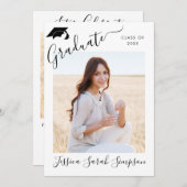 モダンシンプルミニマル2写真卒業パーティー 招待状 (正面/裏面)