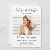 モダンシンプルミニマル2写真卒業パーティー 招待状 (裏面)