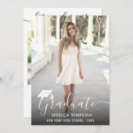 モダンシンプルミニマル2写真卒業パーティー 招待状