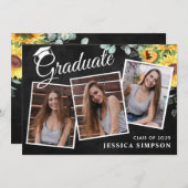 モダンシンプルミニマル3 PHOTO卒業パーティー 招待状 (正面/裏面)