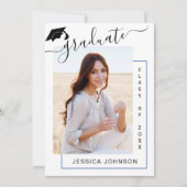 モダンシンプルミニマル4写真卒業パーティー 招待状 (正面)