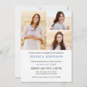 モダンシンプルミニマル4写真卒業パーティー 招待状 (裏面)