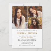 モダンシンプルミニマル4写真卒業パーティー 招待状 (裏面)