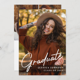 モダンシンプルミニマル4写真卒業パーティー 招待状