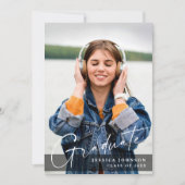 モダンシンプルミニマル4写真卒業パーティー 招待状 (正面)