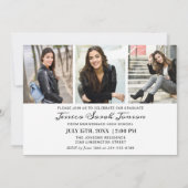 モダンシンプルミニマル4写真卒業パーティー 招待状 (裏面)