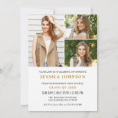 モダンシンプルミニマル4写真卒業パーティー 招待状 (裏面)