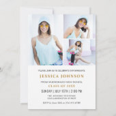 モダンシンプルミニマル4写真卒業パーティー 招待状 (裏面)