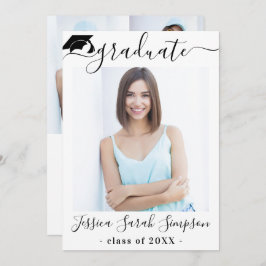 モダンシンプルミニマル4写真卒業パーティー 招待状