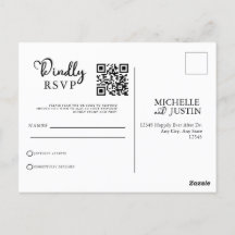 モダンシンプルミニマルQRコー結婚ドRSVP Pos