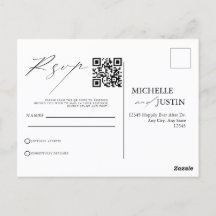 モダンシンプルミニマルQRコー結婚ドRSVP Pos