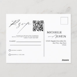 モダンシンプルミニマルQRコー結婚ドRSVP Pos ポストカード