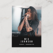 モダンシンプルミュージシャン写真黒 名刺 (正面)