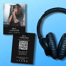 モダンシンプルミュージシャン写真黒 名刺