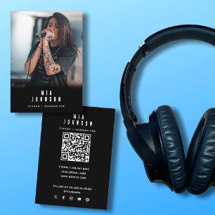 モダンシンプルミュージシャン写真黒 名刺