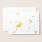 モダンシンプルムース雪片フォイル挨拶カード 箔カード (封筒付き正面)