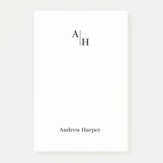 モダンシンプルモノグラムイニシャル ポストイット (正面)