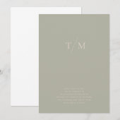 モダンシンプルモノグラムセージ砂ミックス&マッチ セーブザデート (正面/裏面)