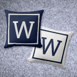 モダンシンプルモノグラムネイビーブルー クッション