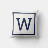 モダンシンプルモノグラムネイビーブルー クッション (正面)