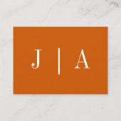 モダンシンプルモノグラム燃えたオレンジホワイト結婚ズ エンクロージャーカード (裏面)