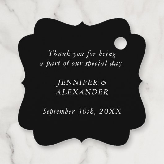 モダンシンプルモノグラム白黒結婚ズ フェイバータグ (裏面)