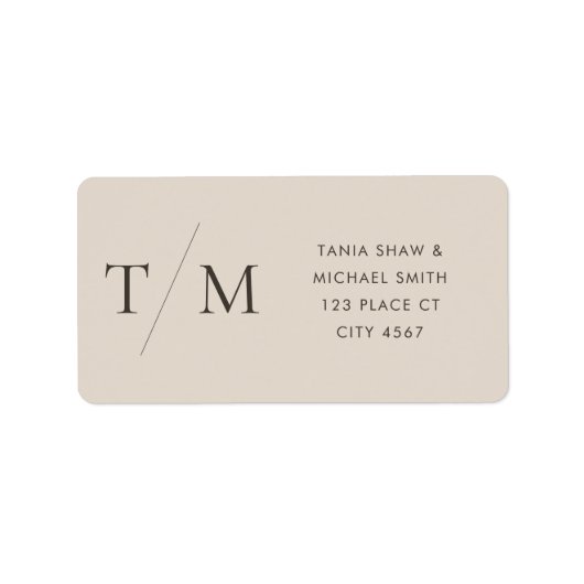モダンシンプルモノグラム砂ミックス&マッチ結婚ズ ラベル (正面)