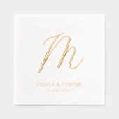 モダンシンプルモノグラム結婚ズ 箔ナプキン (正面)