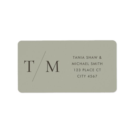 モダンシンプルモノグラムSage Mix & Match 結婚's ラベル (正面)