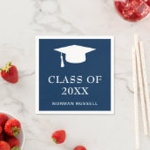 モダンシンプルモルタルボードネイビーブルー卒業 スタンダードカクテルナプキン (インサイチュ)
