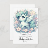 モダンシンプルユニコーン赤ちゃんシャワー サンキューカード (正面/裏面)