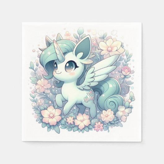モダンシンプルユニコーン赤ちゃんシャワー スタンダードカクテルナプキン (正面)