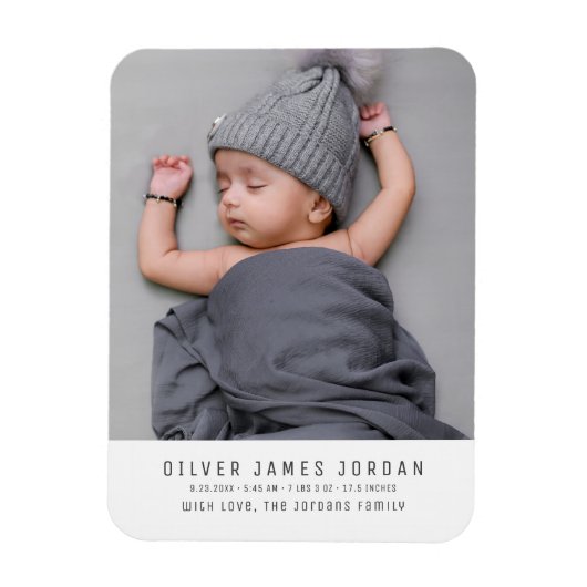 モダンシンプルユニークベビー写真Keepsake Gives マグネット (縦)