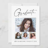モダンシンプルユニークInk Script卒業生4写真 案内状 (正面)