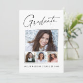 モダンシンプルユニークInk Script卒業生4写真 案内状 (スタンド正面)