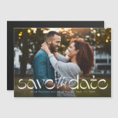 モダンシンプルユニークphoto save date マグネット招待状 (正面/裏面)