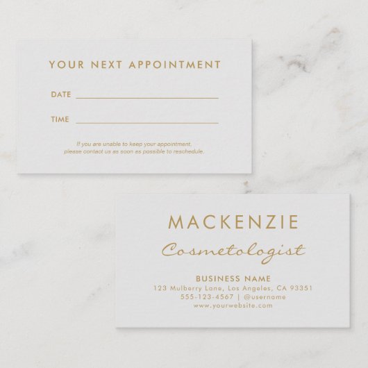 モダンシンプルライトグレーサロン 予約カード (正面/裏面)