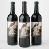 モダンシンプルラブスク結婚リプトの写真の好意 ワインラベル (ボトル)