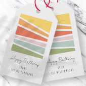 モダンシンプルレインボーケーキハッピーバースデーグリーティング ギフトタグ