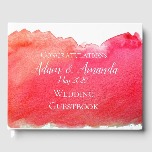 モダンシンプルレッドウォーター結婚カラー ゲストブック (正面)