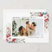 モダンシンプルレッドベリー | フォトクリスマス シーズンカード (正面/裏面)