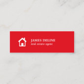 モダンシンプルレッドホワイトハウス不動産仲介業者 スキニー名刺 (正面)