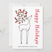 モダンシンプルレッドホワイトハッピーホリデイズビジネス シーズンカード (正面)