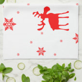モダンシンプルレッドムーススノーフレーク キッチンタオル (折り畳み)
