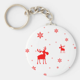 モダンシンプルレッドムーススノーフレーク キーホルダー