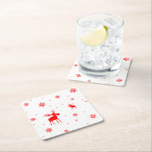 モダンシンプルレッドムーススノーフレーク スクエアペーパーコースター (インサイチュ)