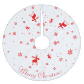 モダンシンプルレッドムーススノーフレーク ブラッシュドポリエステルツリースカート (正面)