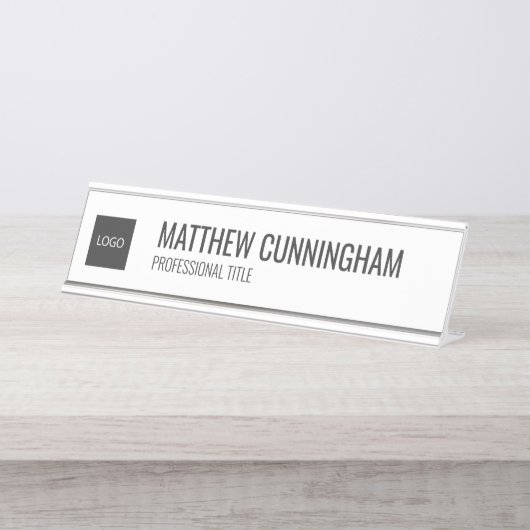 モダンシンプルロゴの社員名役職 デスクネームプレート (正面)